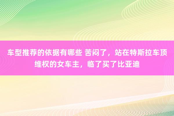 车型推荐的依据有哪些 苦闷了，站在特斯拉车顶维权的女车主，临了买了比亚迪