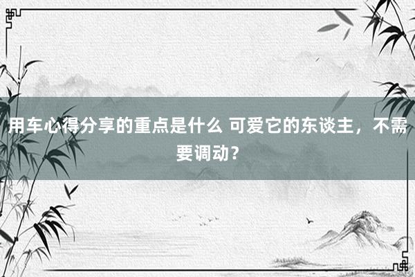 用车心得分享的重点是什么 可爱它的东谈主，不需要调动？