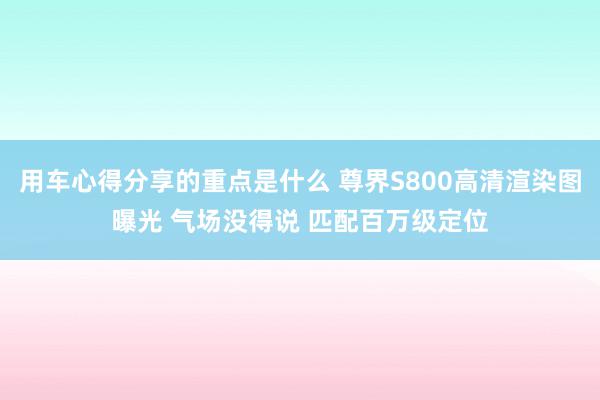 用车心得分享的重点是什么 尊界S800高清渲染图曝光 气场没得说 匹配百万级定位