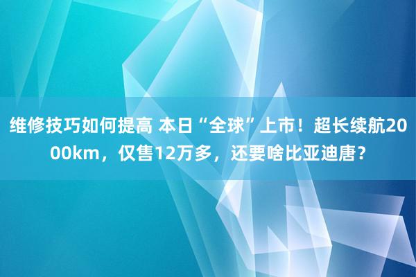 维修技巧如何提高 本日“全球”上市！超长续航2000km，仅售12万多，还要啥比亚迪唐？