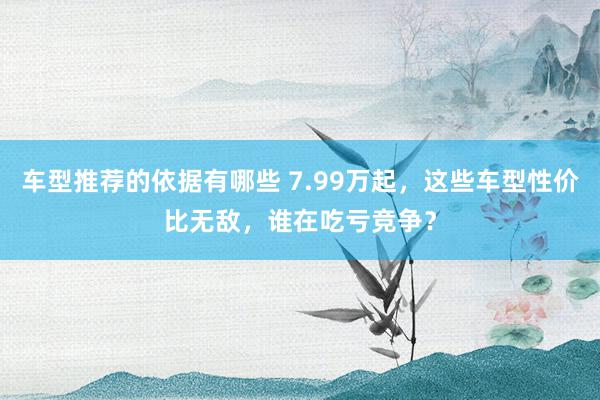 车型推荐的依据有哪些 7.99万起，这些车型性价比无敌，谁在吃亏竞争？