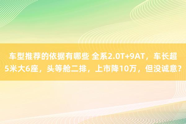 车型推荐的依据有哪些 全系2.0T+9AT，车长超5米大6座，头等舱二排，上市降10万，但没诚意？