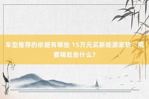 车型推荐的依据有哪些 15万元买新能源家轿，需要精致些什么？