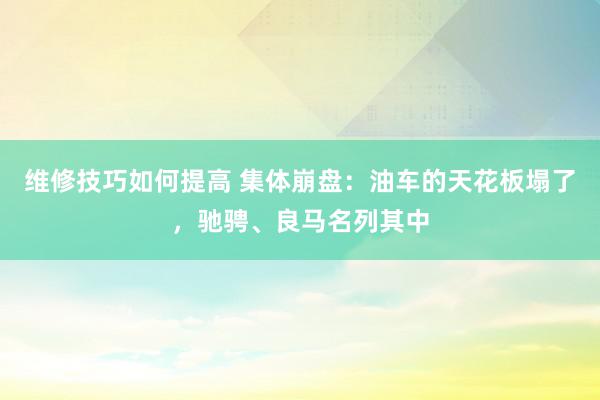 维修技巧如何提高 集体崩盘：油车的天花板塌了，驰骋、良马名列其中