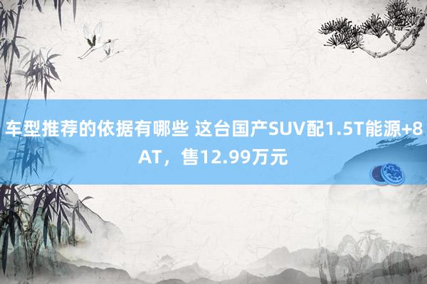 车型推荐的依据有哪些 这台国产SUV配1.5T能源+8AT，售12.99万元