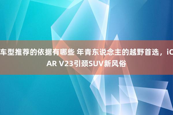 车型推荐的依据有哪些 年青东说念主的越野首选，iCAR V23引颈SUV新风俗