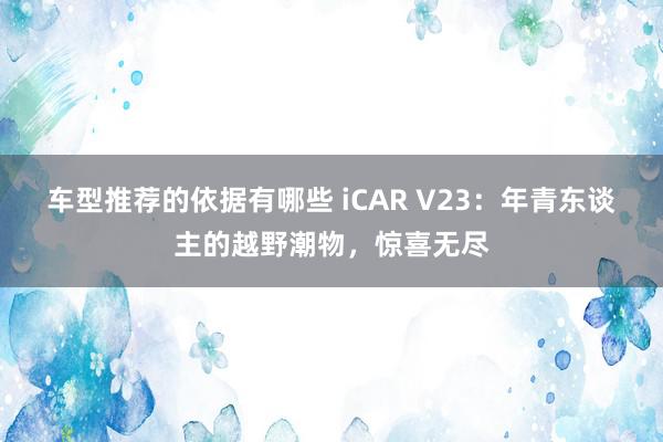 车型推荐的依据有哪些 iCAR V23：年青东谈主的越野潮物，惊喜无尽