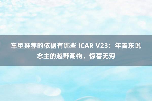 车型推荐的依据有哪些 iCAR V23：年青东说念主的越野潮物，惊喜无穷