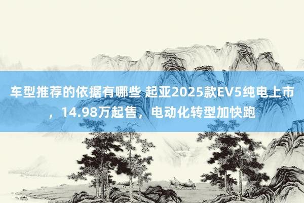 车型推荐的依据有哪些 起亚2025款EV5纯电上市，14.98万起售，电动化转型加快跑