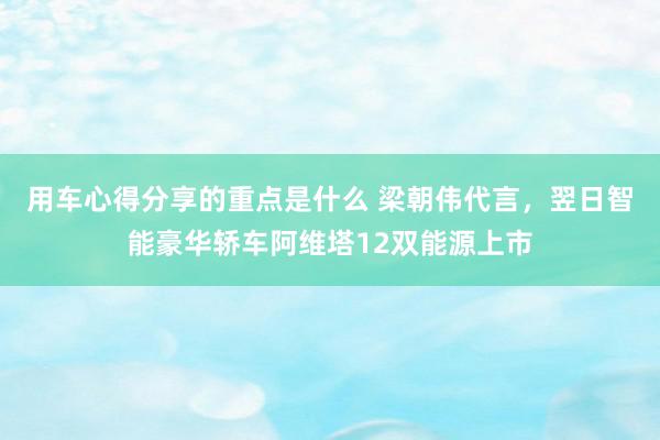 用车心得分享的重点是什么 梁朝伟代言，翌日智能豪华轿车阿维塔12双能源上市