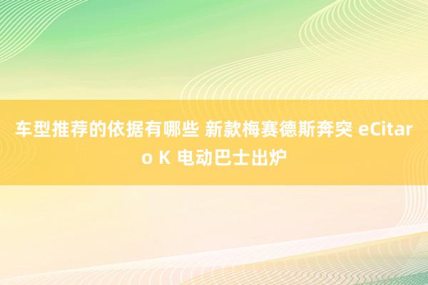 车型推荐的依据有哪些 新款梅赛德斯奔突 eCitaro K 电动巴士出炉