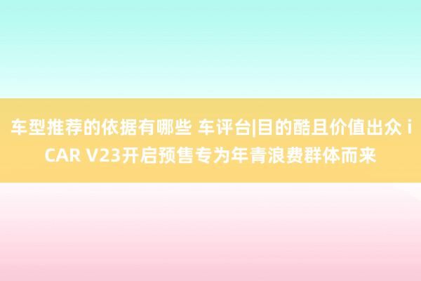 车型推荐的依据有哪些 车评台|目的酷且价值出众 iCAR V23开启预售专为年青浪费群体而来