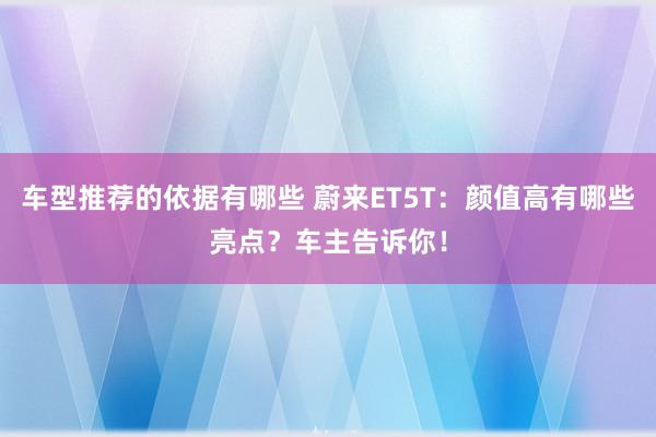 车型推荐的依据有哪些 蔚来ET5T：颜值高有哪些亮点？车主告诉你！