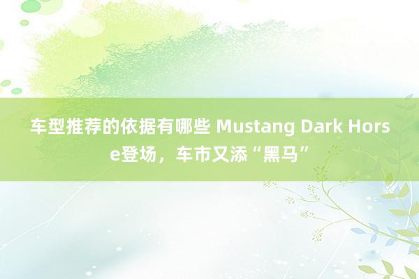 车型推荐的依据有哪些 Mustang Dark Horse登场，车市又添“黑马”