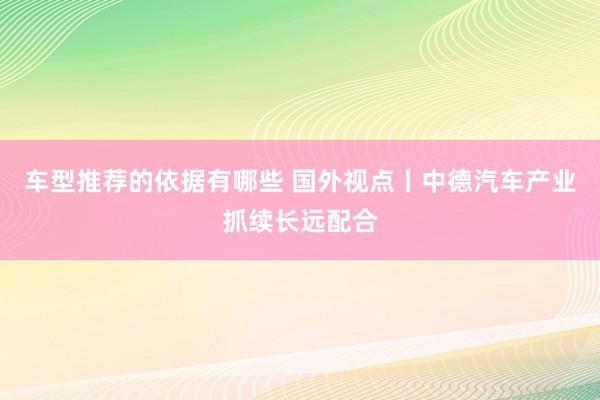 车型推荐的依据有哪些 国外视点丨中德汽车产业抓续长远配合