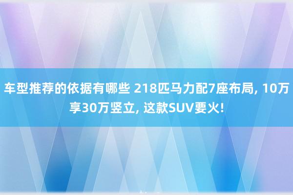 车型推荐的依据有哪些 218匹马力配7座布局, 10万享30万竖立, 这款SUV要火!