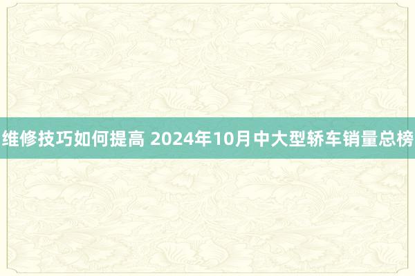 维修技巧如何提高 2024年10月中大型轿车销量总榜