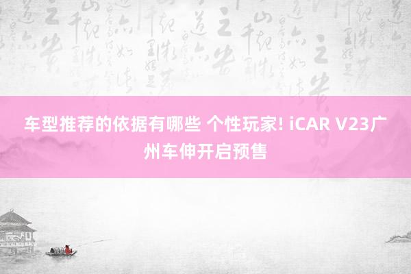 车型推荐的依据有哪些 个性玩家! iCAR V23广州车伸开启预售