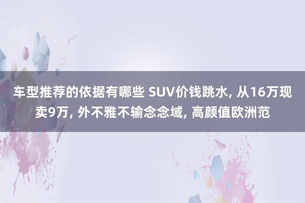 车型推荐的依据有哪些 SUV价钱跳水, 从16万现卖9万, 外不雅不输念念域, 高颜值欧洲范