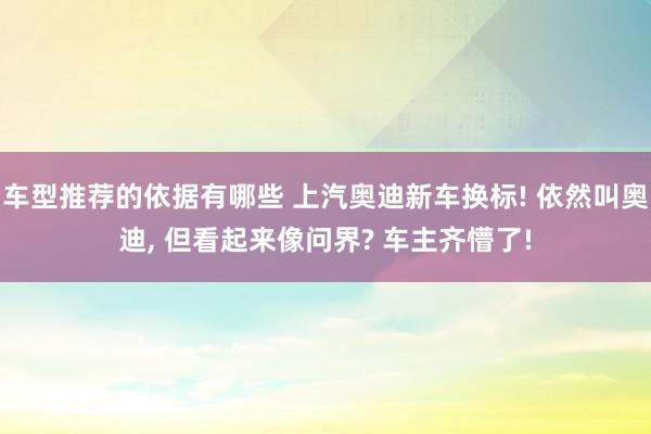 车型推荐的依据有哪些 上汽奥迪新车换标! 依然叫奥迪, 但看起来像问界? 车主齐懵了!