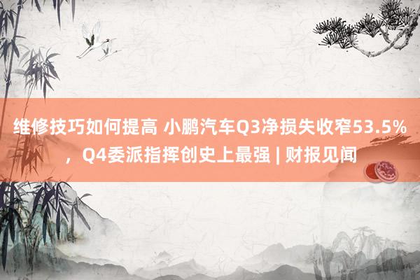 维修技巧如何提高 小鹏汽车Q3净损失收窄53.5%，Q4委派指挥创史上最强 | 财报见闻