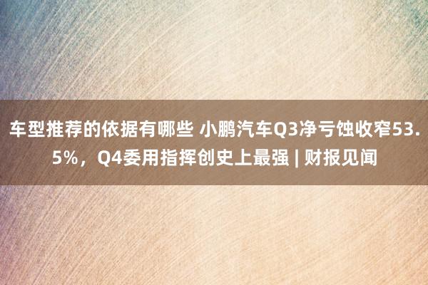 车型推荐的依据有哪些 小鹏汽车Q3净亏蚀收窄53.5%，Q4委用指挥创史上最强 | 财报见闻