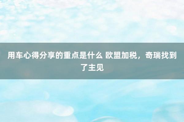 用车心得分享的重点是什么 欧盟加税，奇瑞找到了主见