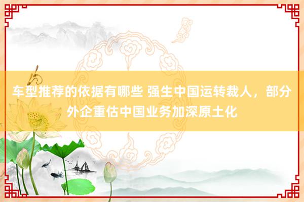 车型推荐的依据有哪些 强生中国运转裁人，部分外企重估中国业务加深原土化