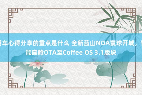 用车心得分享的重点是什么 全新蓝山NOA寰球开城，智能座舱OTA至Coffee OS 3.1版块