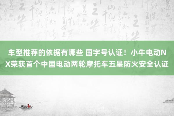 车型推荐的依据有哪些 国字号认证！小牛电动NX荣获首个中国电动两轮摩托车五星防火安全认证