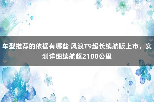 车型推荐的依据有哪些 风浪T9超长续航版上市，实测详细续航超2100公里