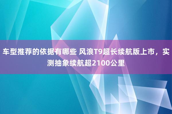 车型推荐的依据有哪些 风浪T9超长续航版上市，实测抽象续航超2100公里