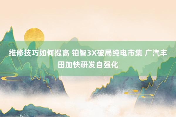 维修技巧如何提高 铂智3X破局纯电市集 广汽丰田加快研发自强化