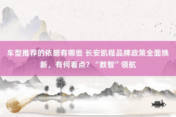 车型推荐的依据有哪些 长安凯程品牌政策全面焕新，有何看点？“数智”领航