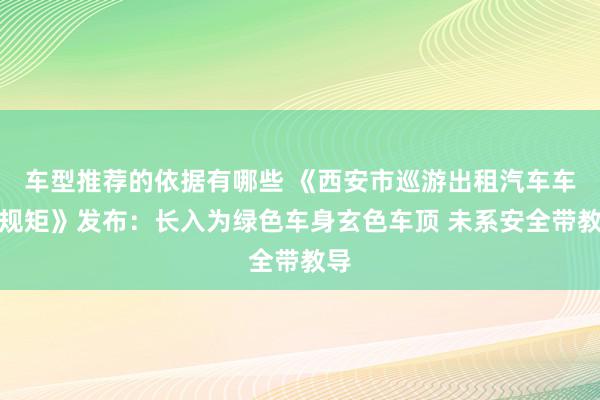 车型推荐的依据有哪些 《西安市巡游出租汽车车辆规矩》发布：长入为绿色车身玄色车顶 未系安全带教导